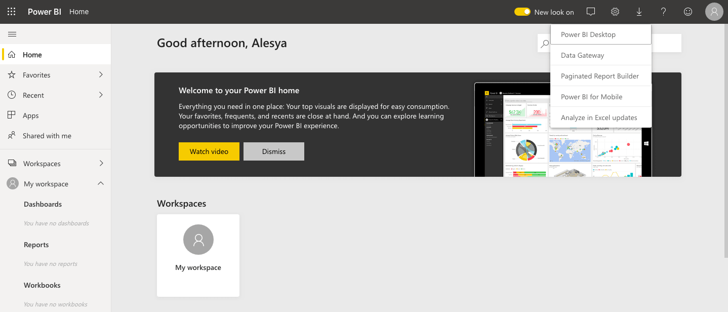 Power BI Home Page